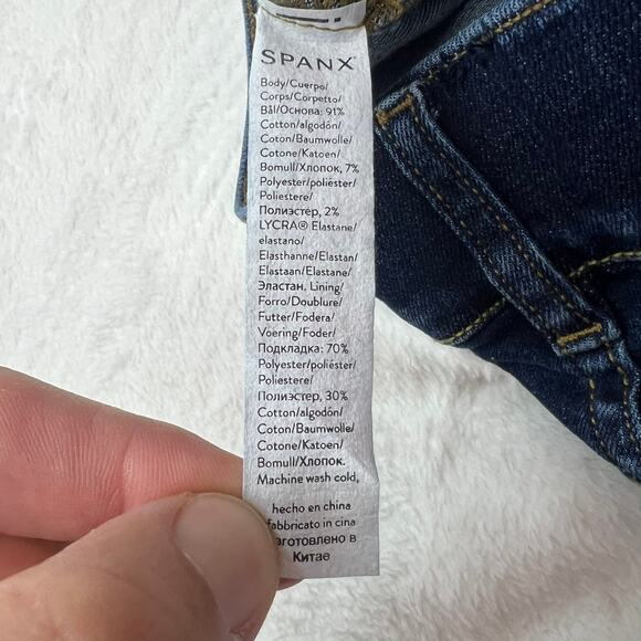 SPANX Women's Dark Wash Pull-On Bootcut Denim Jeans‎ Size M Tall Inseam 33" - Picture 6 of 9